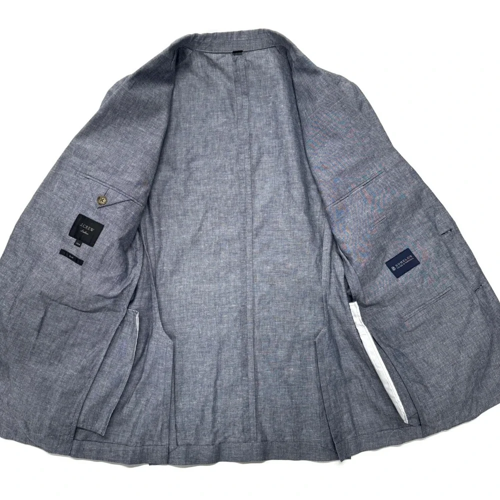 J Crew Ludlow Slim Fit Unstructured Suit Jacket Cotton Linen Blend Mens 36S Gray
